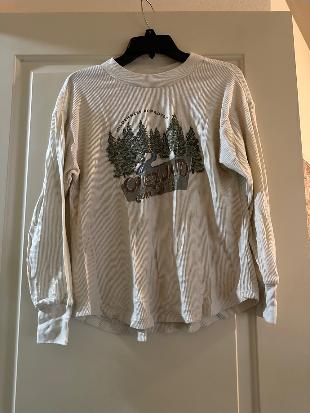 Sonoma Cream Long-Sleeve Thermal Tee with Green Forest Graphic